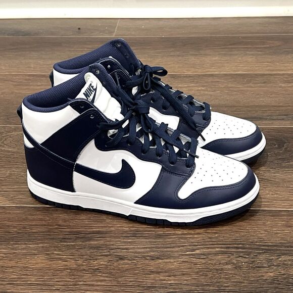 Nike Dunk High Men's Size 9 Midnight Navy Blue/White DD1399-104 - Picture 1 of 11